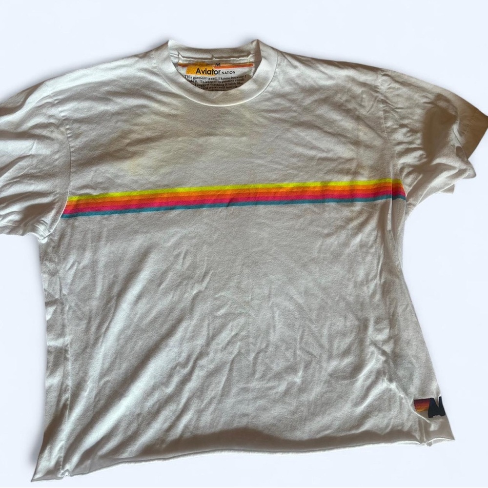 Aviator Nation White Tee with Subtle Accent